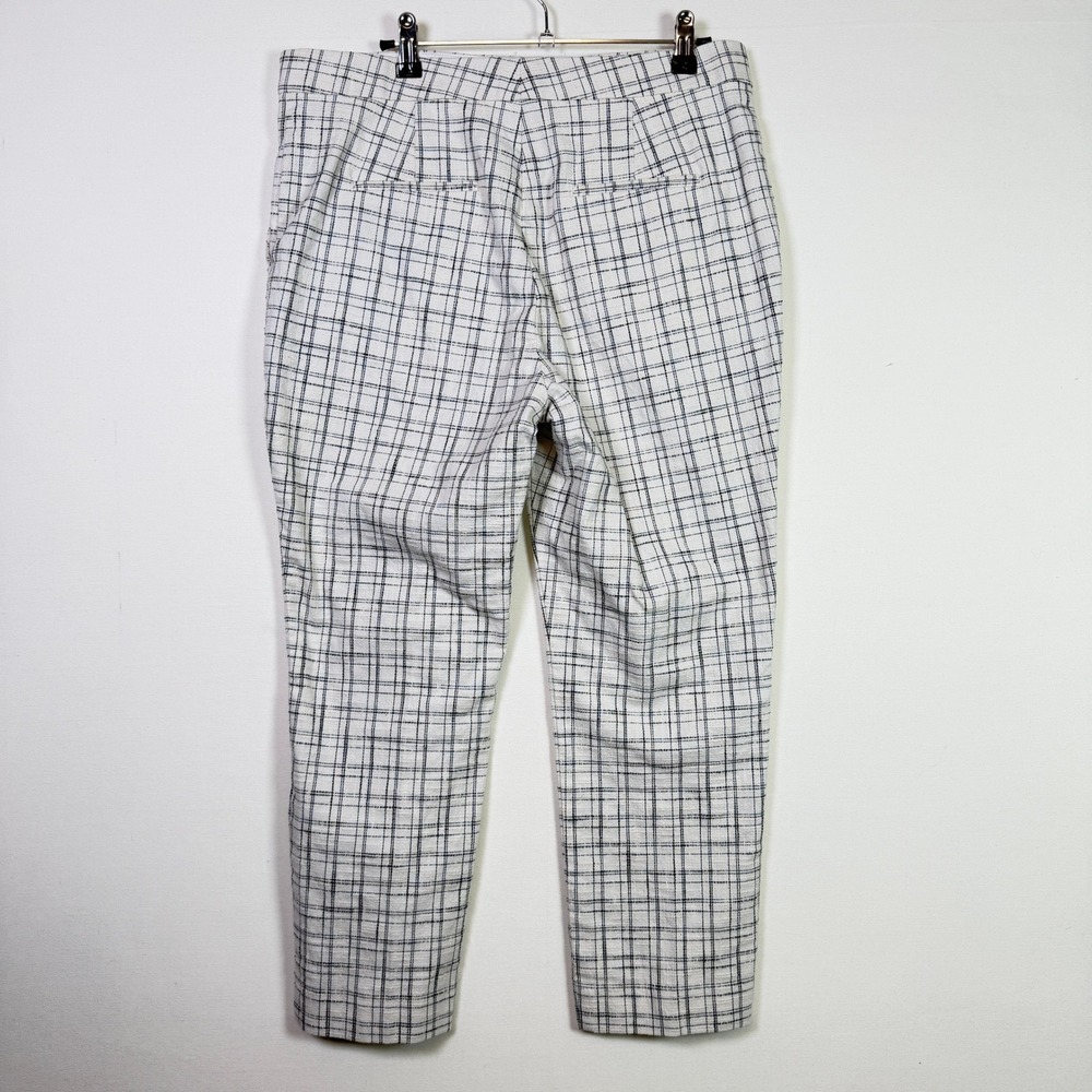 ANN TAYLOR Ivory Black Windowpane Plaid Ankle Trousers 10P